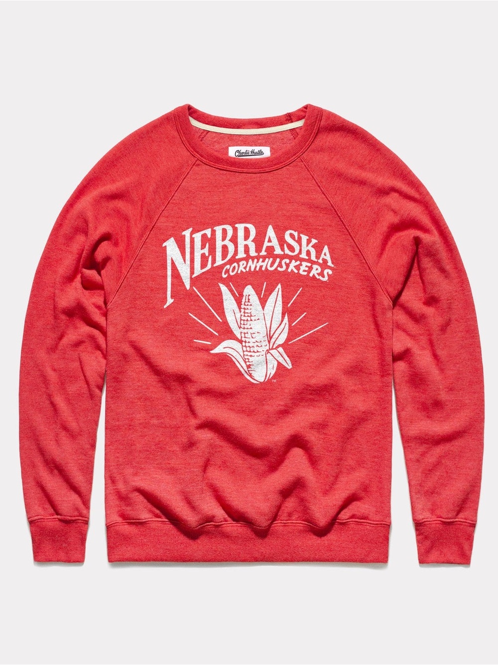 Charlie Hustle Nebraska Cornhuskers Pennant Crewneck Sweatshirt Large Red
